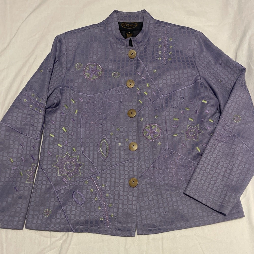 Elegant Purple Embroidered Blazer